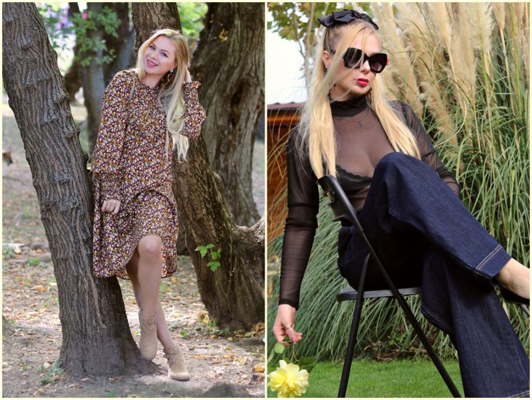 Rochie de toamna si o bluza transparenta